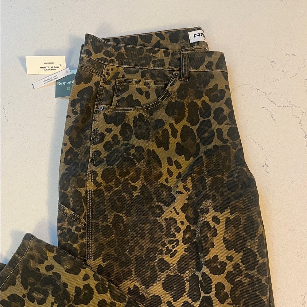 RSQ Leopard Print Flare Jeans - Brown
